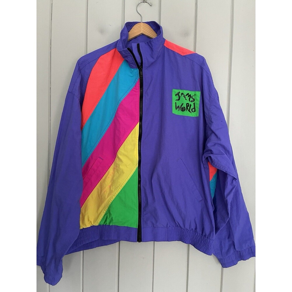 VTG Jams World Honolulu Colorblock Windbreaker Jacket Mens XL Neon 80s Style